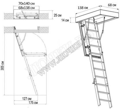 Чердачная лестница Fakro LMK 700*1400*3050 Чердачная лестница Fakro LMK 700*1400*3050